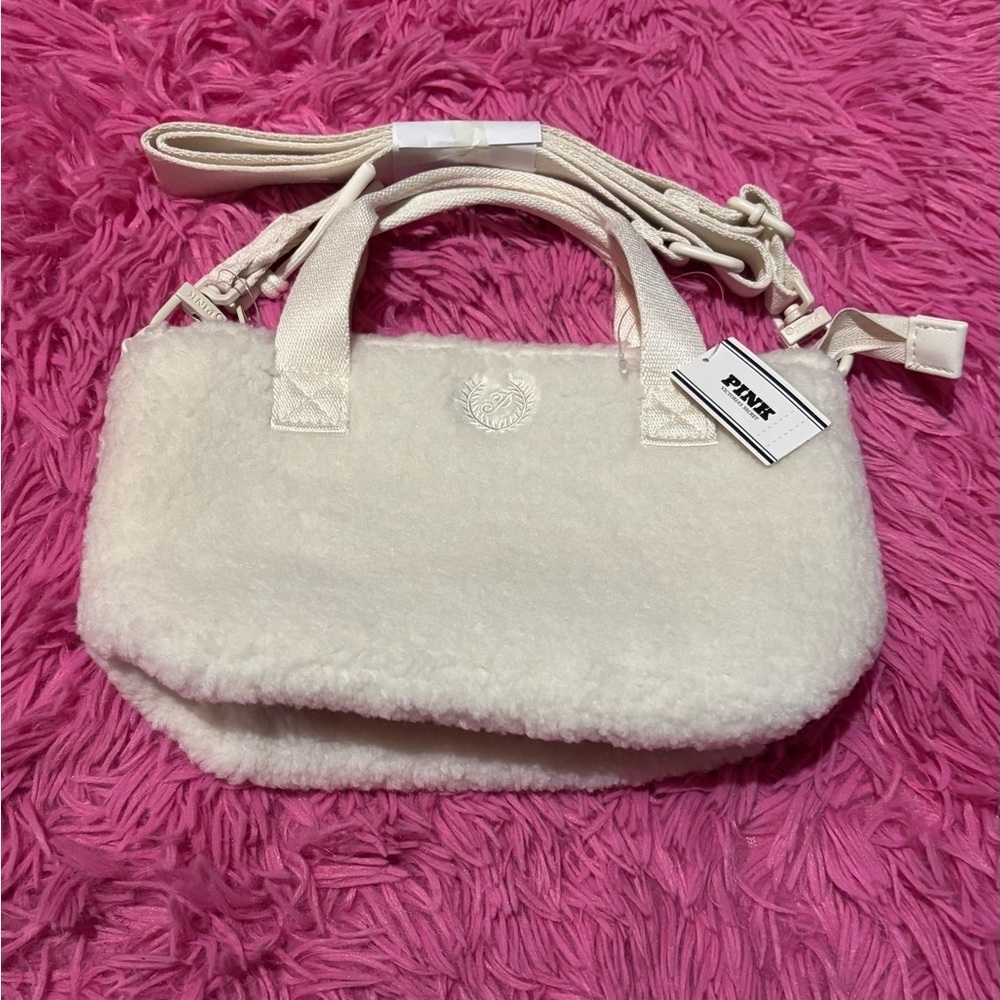 PINK Plush Teddy Mini Adjustable Crossbody Bag